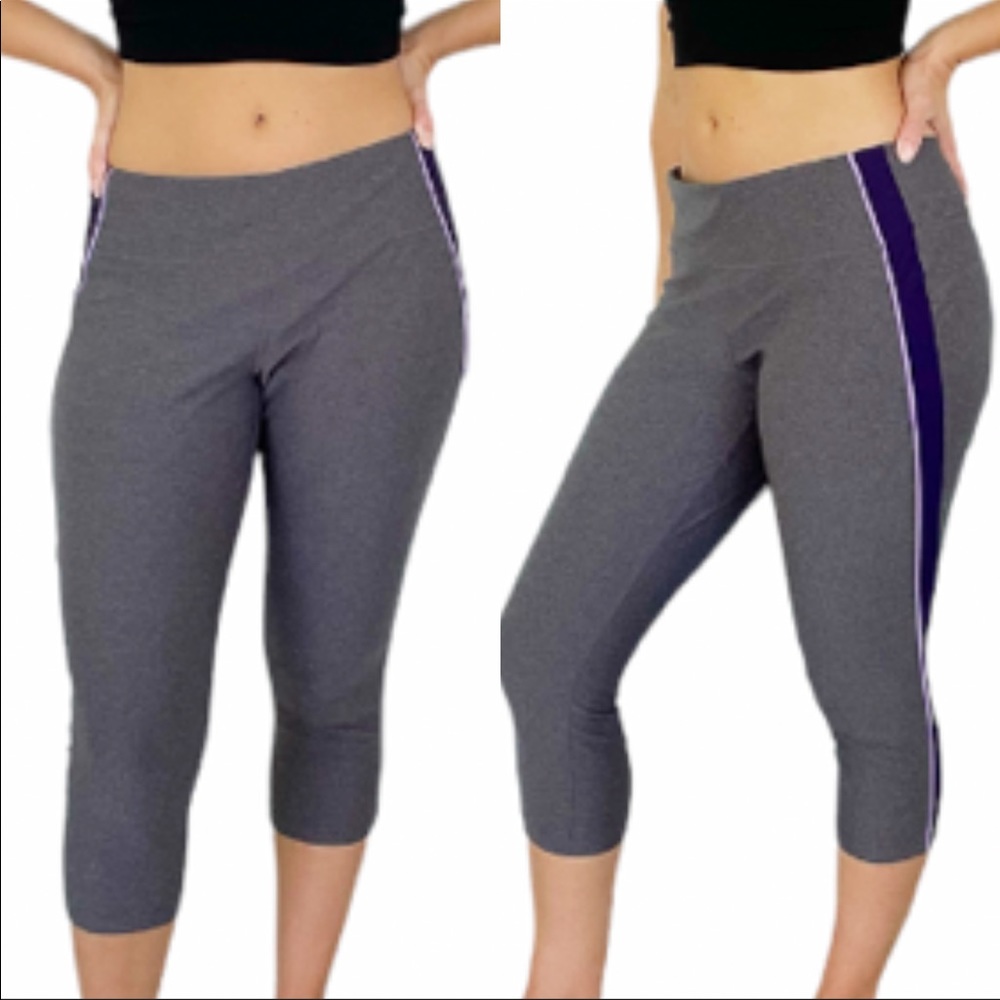 Xersion gray fitted cropped athletic leggings size large